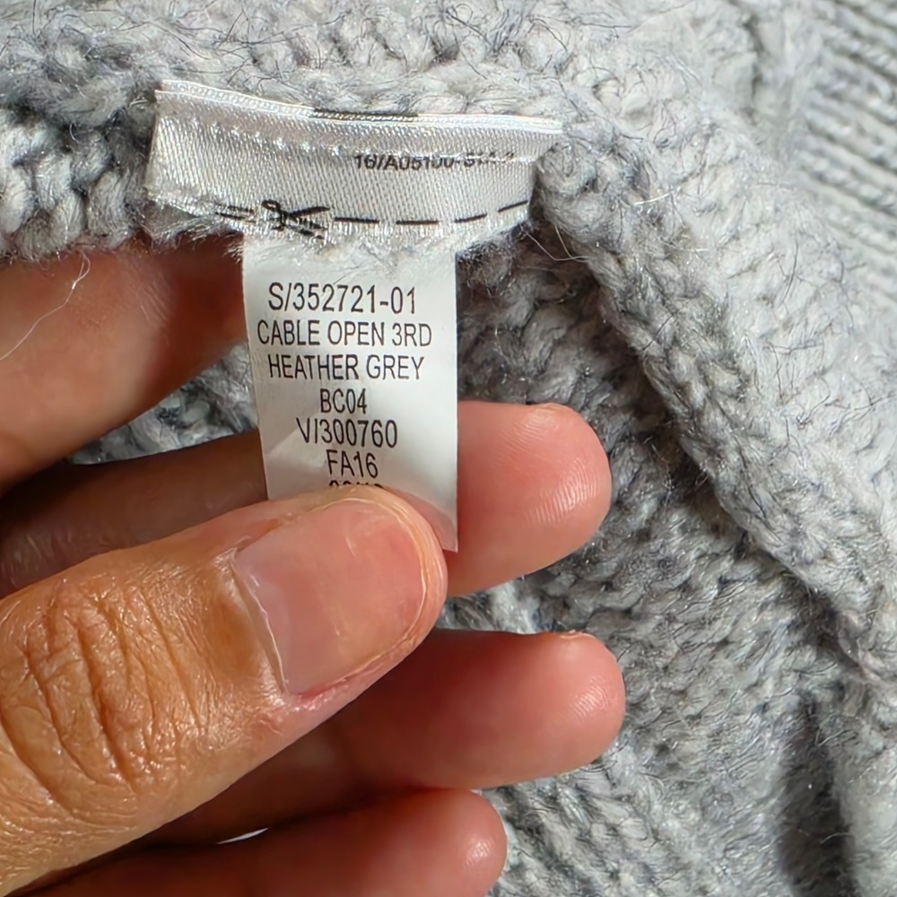 GAP Cardigan Womens XS Heather Grey Cable Knit Open Front Sweater S/352721-01 - Picture 4 of 16
